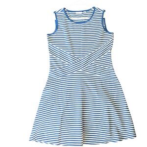 New York & Company Blue and White Striped Sleeveless Stretch Dress